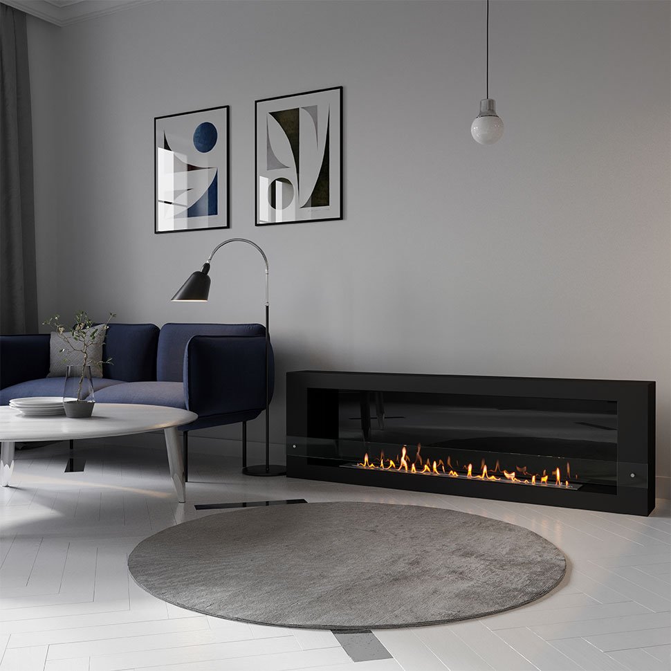 Биокамин SteelHeat WALL GRAND 1800 черный, стекло по цене 78 120 руб.