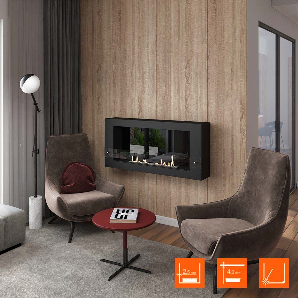 Биокамин SteelHeat WALL LONG 1200 LITE черный по цене 35 070 руб.