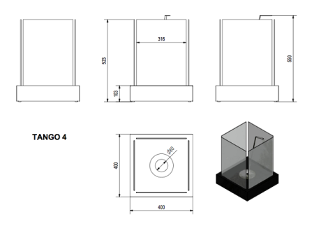 Биокамин Kratki TANGO 4, TUV белый по цене &euro;194